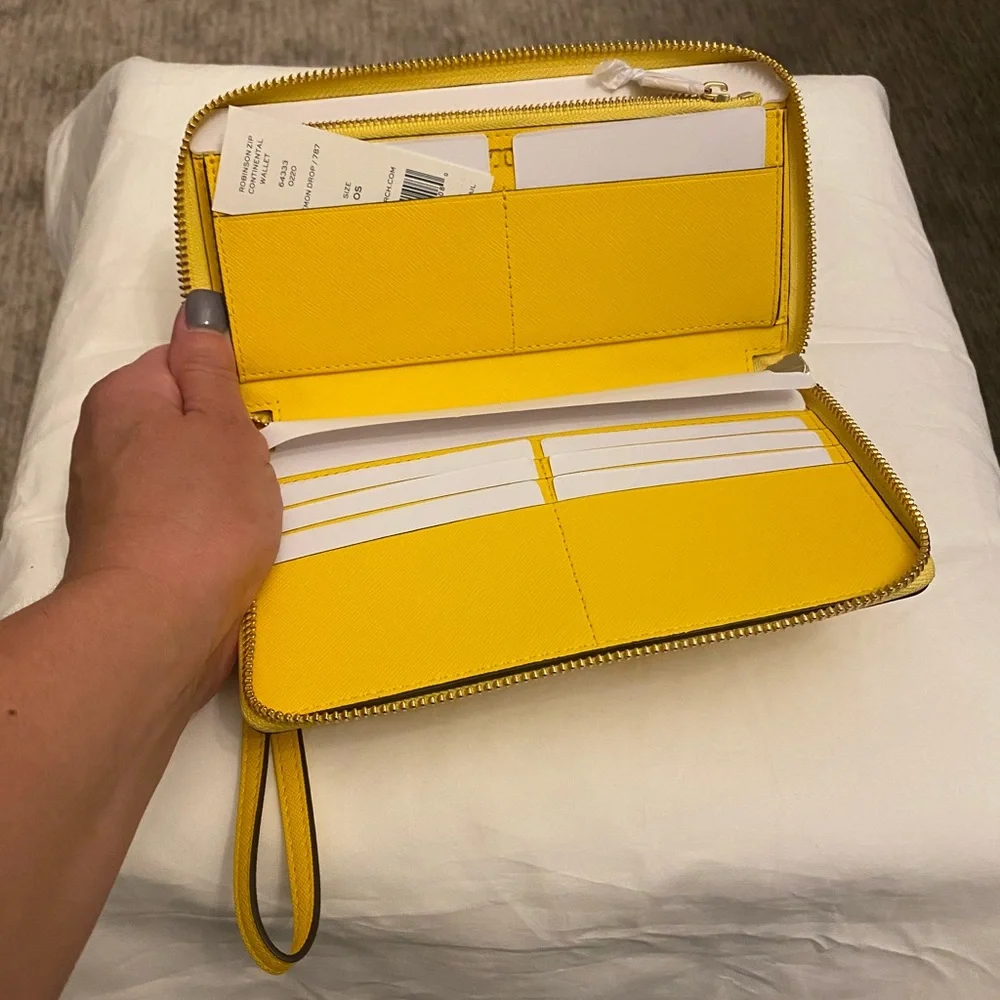 Tory Burch Yellow Zip-Around Wristlet Wallet